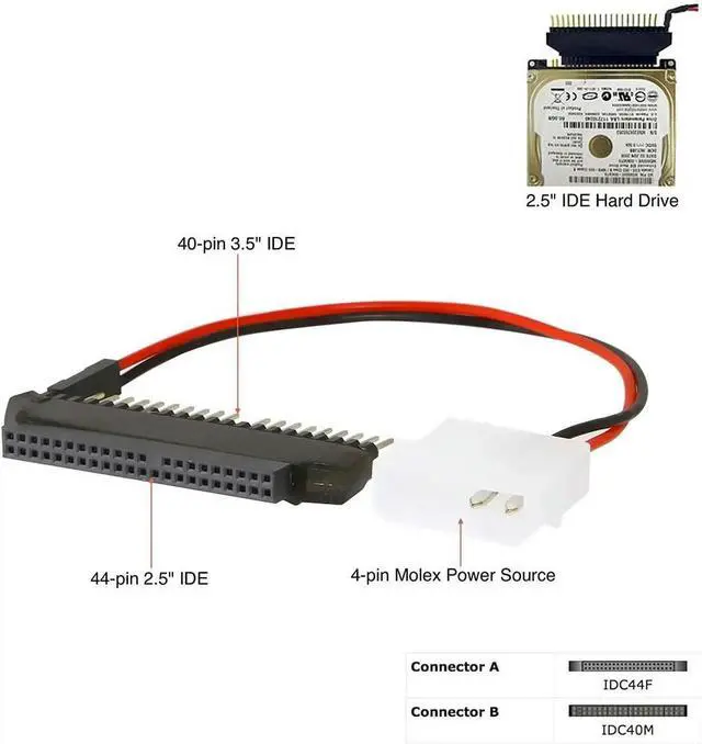 Alt view image 4 of 4 - With Power Cord, 2.5-Inch IDE to 3.5-Inch IDE, 2.5-3.5 IDE Adapter Card, 44Pin Female to 40Pin Male Large to Small Adapter Card