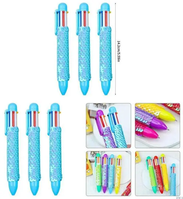 Main image of 10pcs Multicolor Pen 6 Colors Shuttle Pen Sequins Retractable Ballpoint Pen