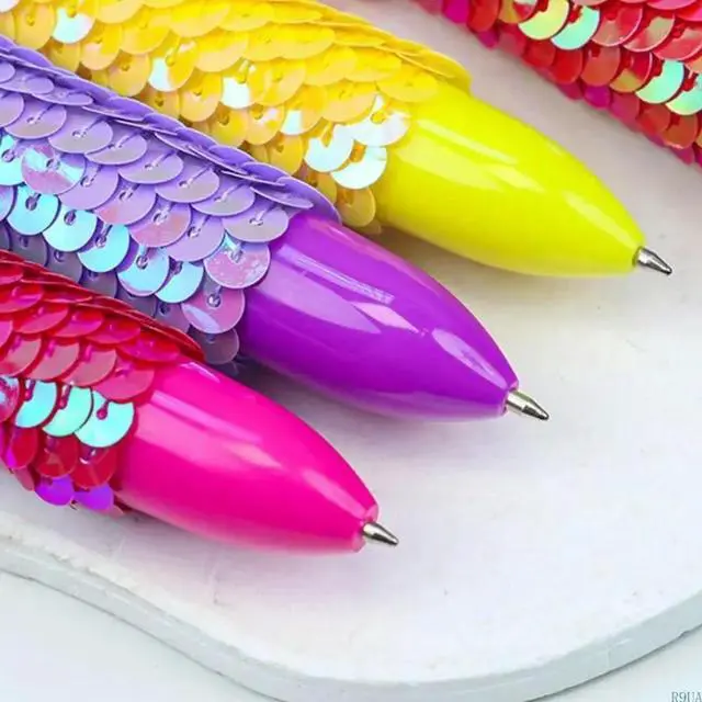 Alt view image 4 of 4 - 10pcs Multicolor Pen 6 Colors Shuttle Pen Sequins Retractable Ballpoint Pen