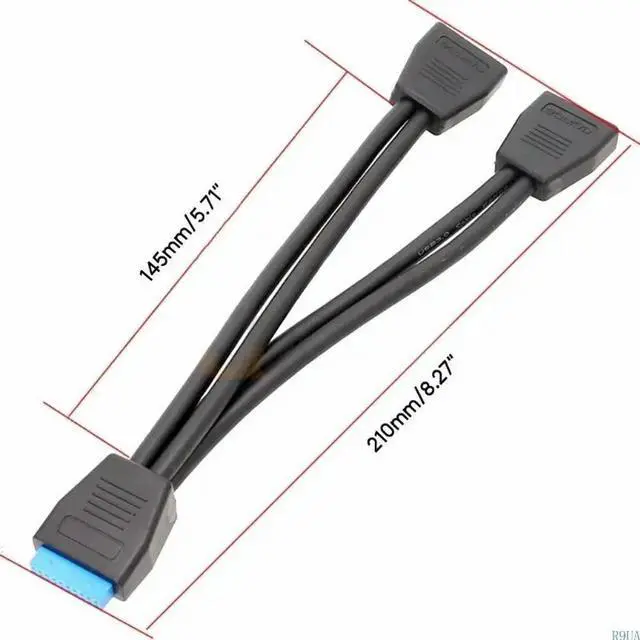 Alt view image 4 of 4 - Small Mini USB 19 Pin/20Pin Internal Extension Header 1 to 2 Adapter Splitter Cable for Motherboard