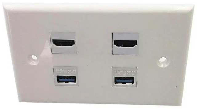 Alt view image 4 of 4 - HDMI USB 3.0 Wall Plate,1 HDMI F 1 USB F Video Component Composite Audio Video Wall Face Connector Plate Panel Outlet Socket