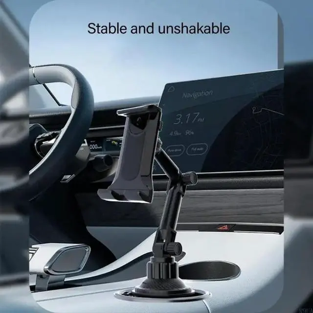 Main image of Car Cup Holder Tablets Mount Adjustable Arm No Shaking Fit 4-12.9inch Devices