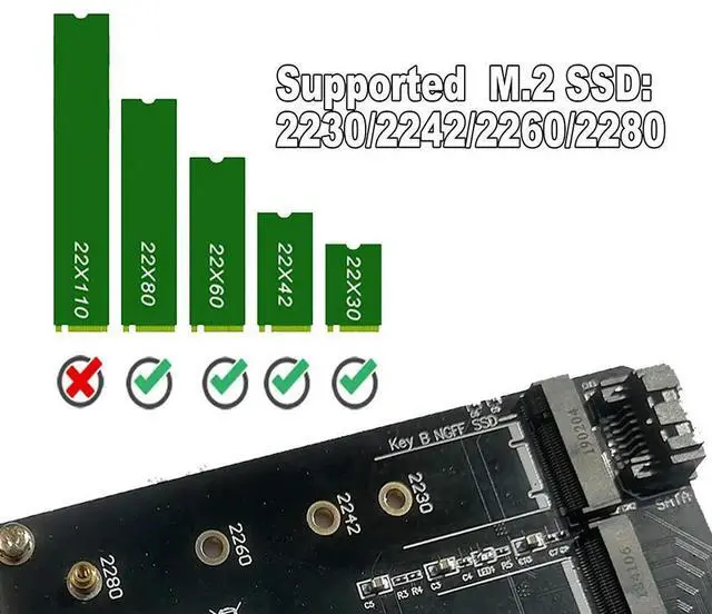 Alt view image 3 of 4 - JoniSerl PCIe Adapter for One M.2 NVMe Mkey and One SATA Bkey SSD, PCI-e 4.0 X4 Card Supports NGFF M2 M-Key or B-Key (M+B) SSD