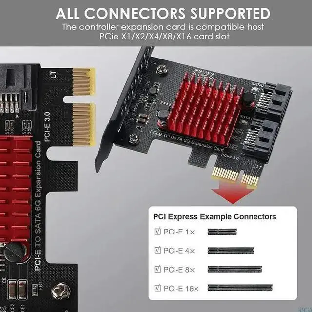 Alt view image 2 of 4 - 2-Port PCI-E GEN3 Expansion Card 6Gb/s Dual sata3.0 Fast PCIE Adapter Card JMICRON + JMB582 Chip Full Speed