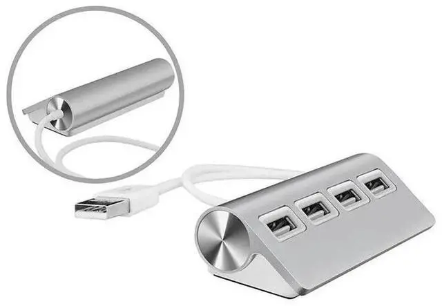 Main image of Premium 4 Port Aluminum USB Hub with 11 inch Shielded Cable for iMac MacBooks PCs and Laptops