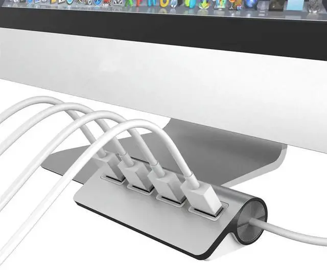 Alt view image 2 of 6 - Premium 4 Port Aluminum USB Hub with 11 inch Shielded Cable for iMac MacBooks PCs and Laptops