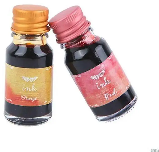 Alt view image 3 of 4 - 10 Pcs Fountain Pen Set Non-Carbon Colorful for Dip Pen Journaling Writing Drawing 10ml Bottle