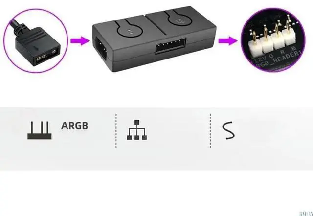 Alt view image 2 of 4 - RGB Sync Switch Hub Manual Controller 5V To 12V 4PIn Fan Motherboard 2 IN 1 Controller For RGB Fan
