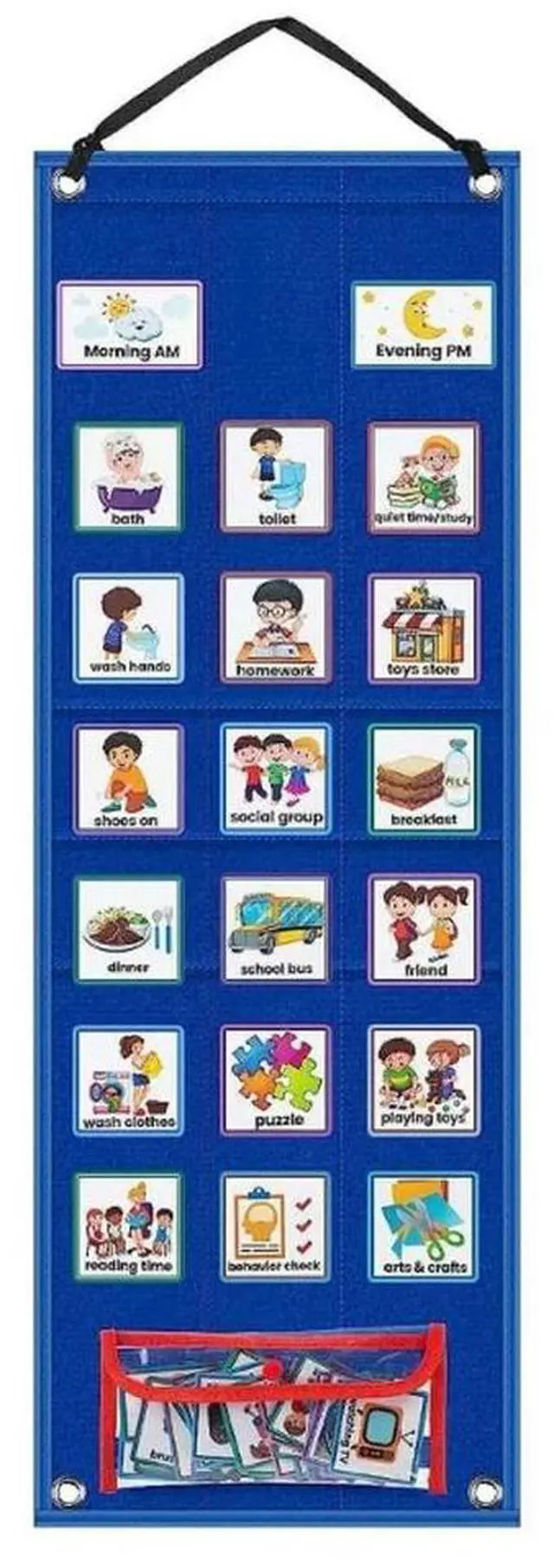 Alt view image 2 of 4 - Children Daily Routine Chart with 70 Cards Visual Schedule Chart for Kids Toddler Autism Preschool Homeschool Activities