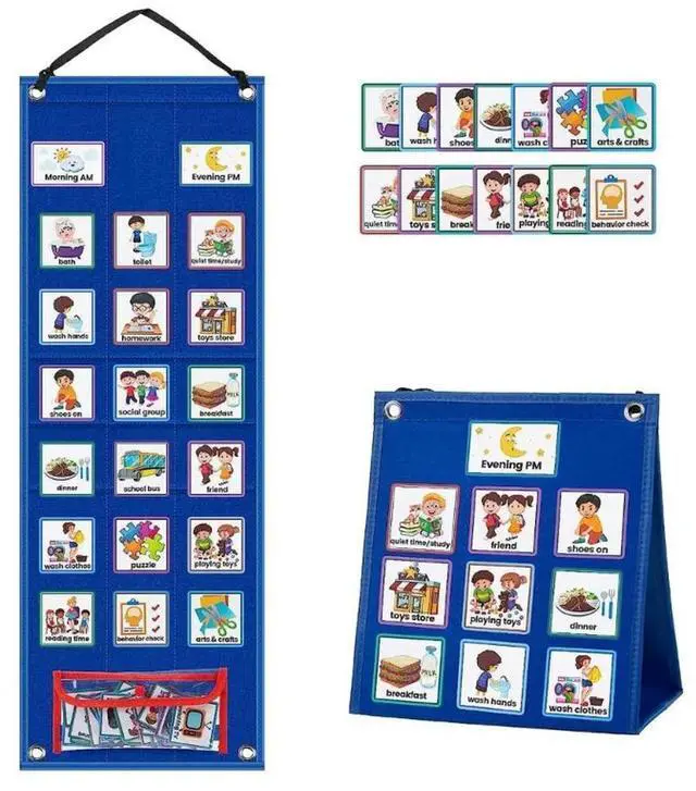 Alt view image 3 of 4 - Children Daily Routine Chart with 70 Cards Visual Schedule Chart for Kids Toddler Autism Preschool Homeschool Activities