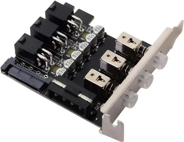 Alt view image 6 of 7 - Hard Disk Control System 4Pin SATA Power Expansion Card Control Switch LED Backlit Numbered Hard Drive PCI Expansion Card PCIE