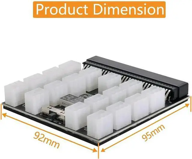 Alt view image 3 of 4 - JoniSerl Breakout Board 17 Port 6Pin LED Display Power Module Server Card Adapter For 1200W 750W PSU GPU Miner Mining BTC ETH