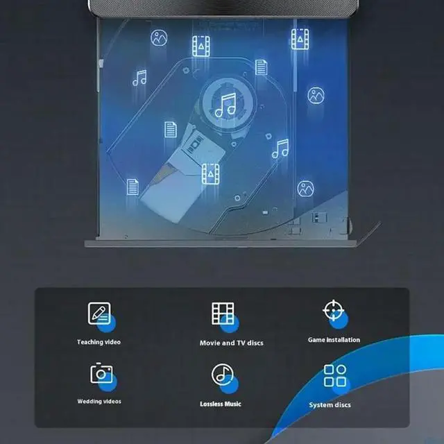 Alt view image 7 of 7 - External Disc Drive Reader USB3.0 Type C Disc Player Burning Reading Device