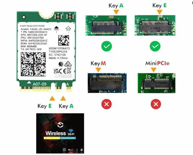 Alt view image 2 of 4 - 6E Card M.2 AX210 Bluetooth 5.4 Tri-Band Laptop M.2 Network Card