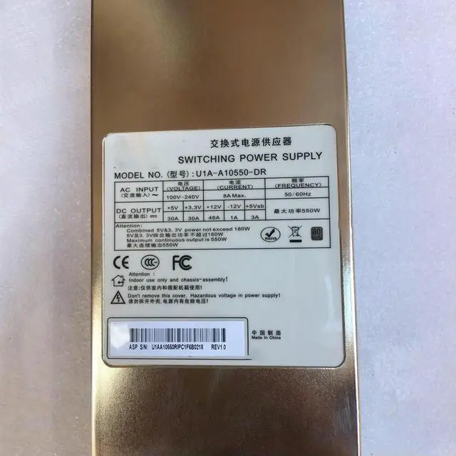 Alt view image 3 of 3 - For Euroswitch Power Supply 550W Redundant Module Power Supply U1A-A10550-DR