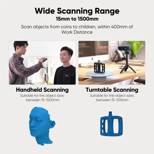 Alt view image 4 of 7 - 3DMakerpro 3D Scanner Moose, Medium-Format 3D Scanners for Printing, Blue Led Light Source, Up to 0.03mm Accuracy, 24-Bit Full-Color Scanning