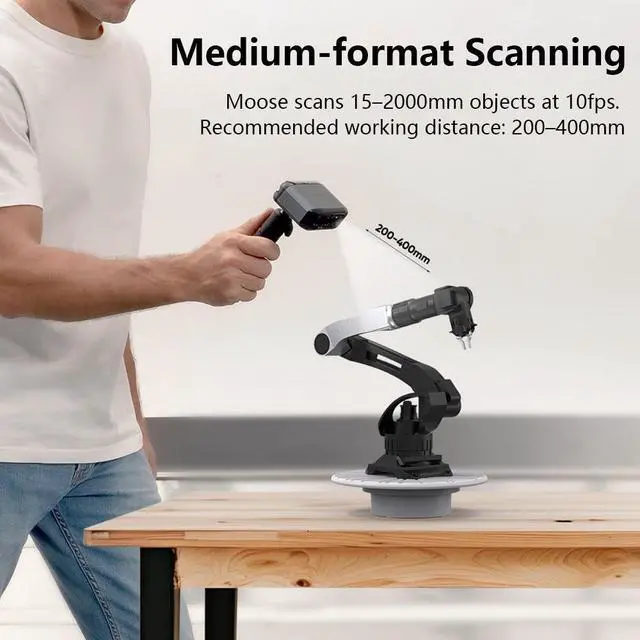 Alt view image 6 of 6 - 3DMakerpro 3D Scanner Moose Lite, Medium-Format 3D Scanners for Printing, NIR Light Source, Up to 0.05mm Accuracy, Mono Texture Scanning