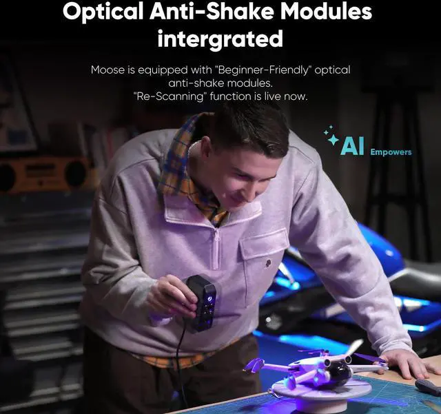 Alt view image 3 of 6 - 3DMakerpro 3D Scanner Moose Lite, Medium-Format 3D Scanners for Printing, NIR Light Source, Up to 0.05mm Accuracy, Mono Texture Scanning