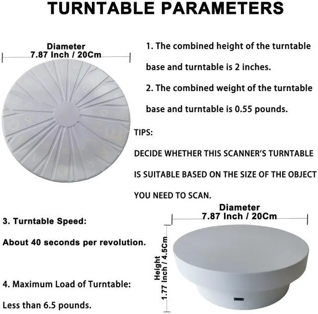 Alt view image 4 of 4 - Turntable for 3DMakerpro Moose/Moose Lite Seal/Seal Lite 3D Scanners