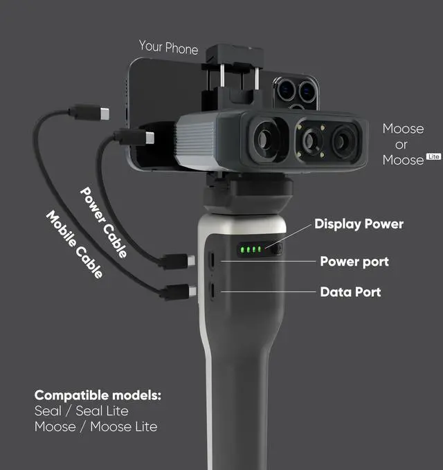 Alt view image 3 of 7 - Smart Grip for 3DMakerpro Moose/Seal 3D Scanners, On-The-go Scanning