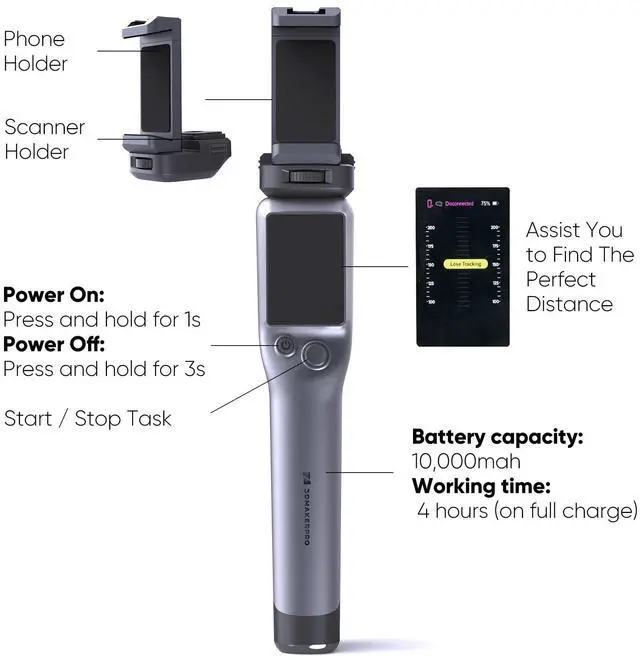 Alt view image 7 of 7 - Smart Grip for 3DMakerpro Moose/Seal 3D Scanners, On-The-go Scanning