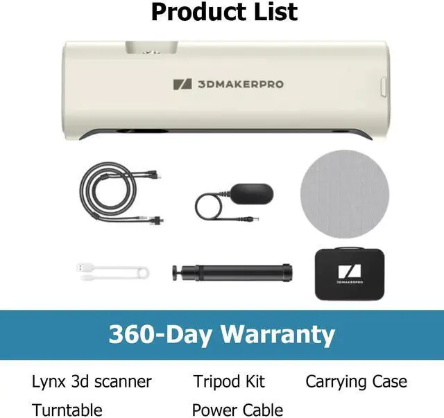 Alt view image 5 of 5 - 3DMakerpro Lynx 3D Scanner, 0.1MM Accuracy & 10 FPS Scan Speed, Portable 3D Scanner for 3D Printing and 3D Printer (Premium Version)