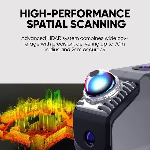 Alt view image 2 of 6 - 3DMakerpro Eagle LiDAR 3D Scanner, Professional 8K Spatial Scanner for Film Production, Game Development, Virtual Reality, 3D Modeling, All-in-one Workflow, 140m Range