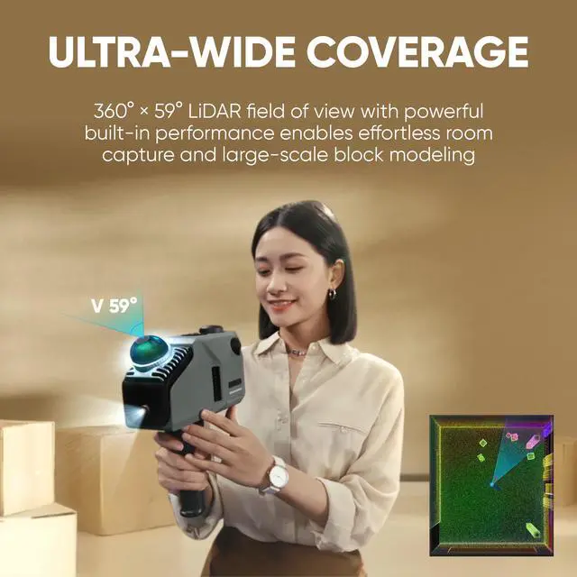 Alt view image 3 of 6 - 3DMakerpro Eagle LiDAR 3D Scanner, Professional 8K Spatial Scanner for Film Production, Game Development, Virtual Reality, 3D Modeling, All-in-one Workflow, 140m Range