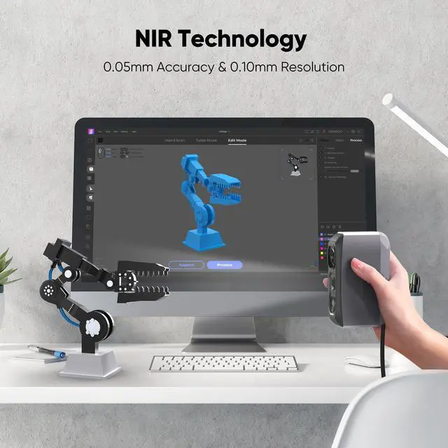 Alt view image 2 of 7 - 3DMakerpro 3D Scanner, NIR Light Technology, Ideal for Medium-size Object Scanning, Include Tripod and Tunrntable, Moose Lite Premuim Version, Black Friday Early Deal