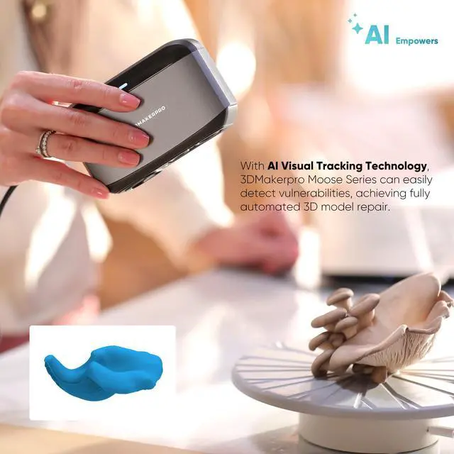 Alt view image 3 of 7 - 3DMakerpro 3D Scanner, NIR Light Technology, Ideal for Medium-size Object Scanning, Include Tripod and Tunrntable, Moose Lite Premuim Version, Black Friday Early Deal