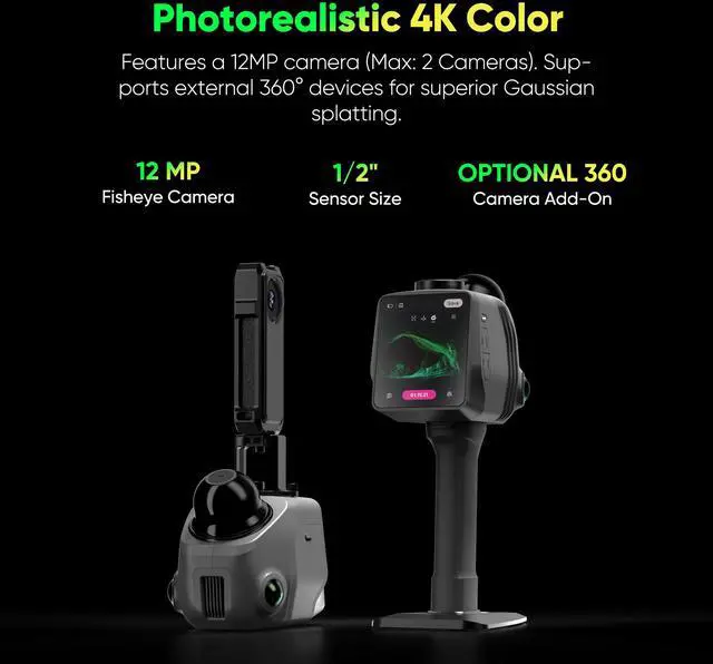 Alt view image 4 of 7 - 3DMakerpro LiDAR Spatial Scanner Raven, Handheld Personal 3D LiDAR Scanner with 12MP Camera, Up to 100m Scan Range & 4K Imaging, 150,000 points/sec Raven Max RTK