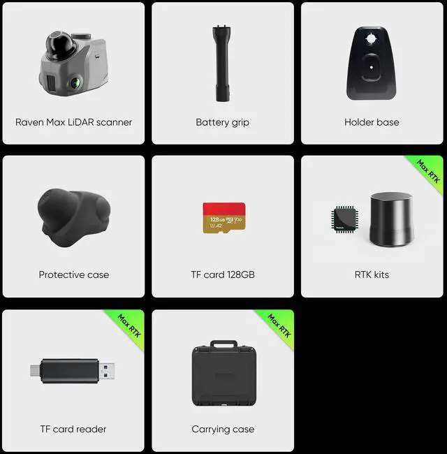 Alt view image 7 of 7 - 3DMakerpro LiDAR Spatial Scanner Raven, Handheld Personal 3D LiDAR Scanner with 12MP Camera, Up to 100m Scan Range & 4K Imaging, 150,000 points/sec Raven Max RTK