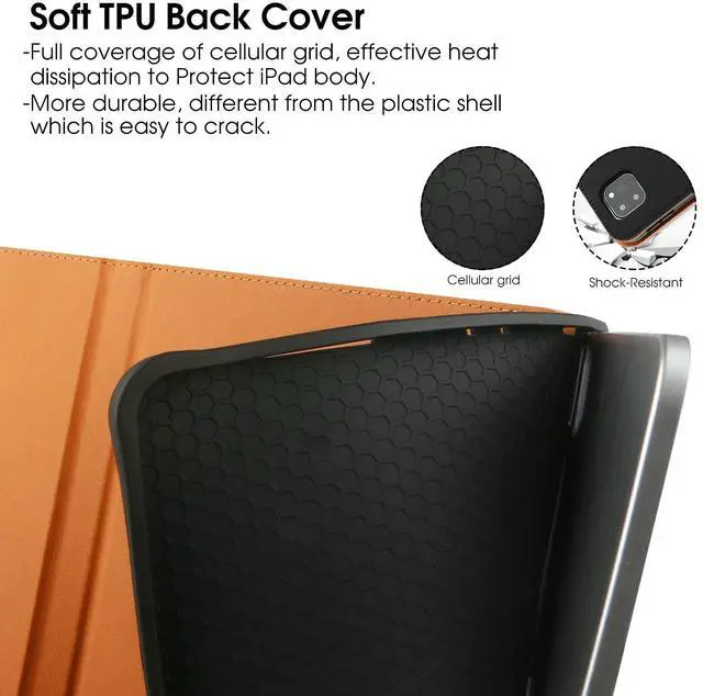Alt view image 3 of 7 - For iPad Air 5th Generation Case 2022/ iPad Air Case 4th Generation 2020 10.9 Inch with Pencil Holder, Folio Stand Leather Cover with Multiple Angles & Auto Sleep/Wake iPad Air 5/4 Case, Black/Brown