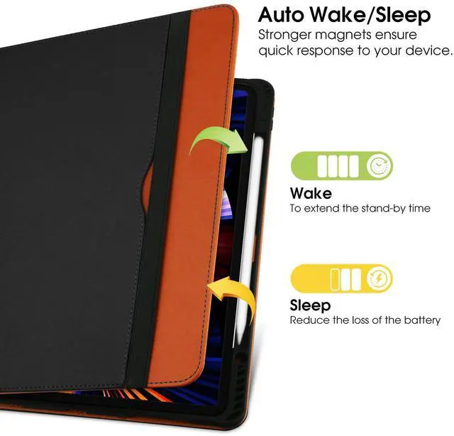 Alt view image 5 of 7 - For iPad Air 5th Generation Case 2022/ iPad Air Case 4th Generation 2020 10.9 Inch with Pencil Holder, Folio Stand Leather Cover with Multiple Angles & Auto Sleep/Wake iPad Air 5/4 Case, Black/Brown