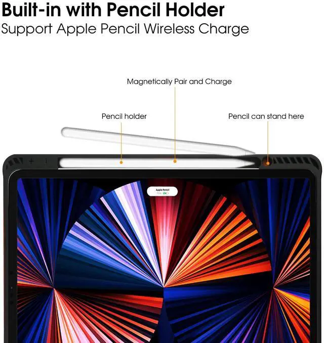 Alt view image 6 of 7 - For iPad Air 5th Generation Case 2022/ iPad Air Case 4th Generation 2020 10.9 Inch with Pencil Holder, Folio Stand Leather Cover with Multiple Angles & Auto Sleep/Wake iPad Air 5/4 Case, Black/Brown