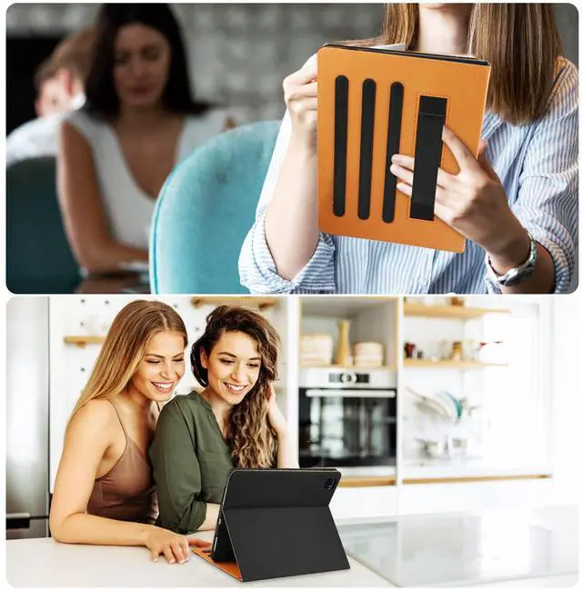 Alt view image 7 of 7 - For iPad Air 5th Generation Case 2022/ iPad Air Case 4th Generation 2020 10.9 Inch with Pencil Holder, Folio Stand Leather Cover with Multiple Angles & Auto Sleep/Wake iPad Air 5/4 Case, Black/Brown