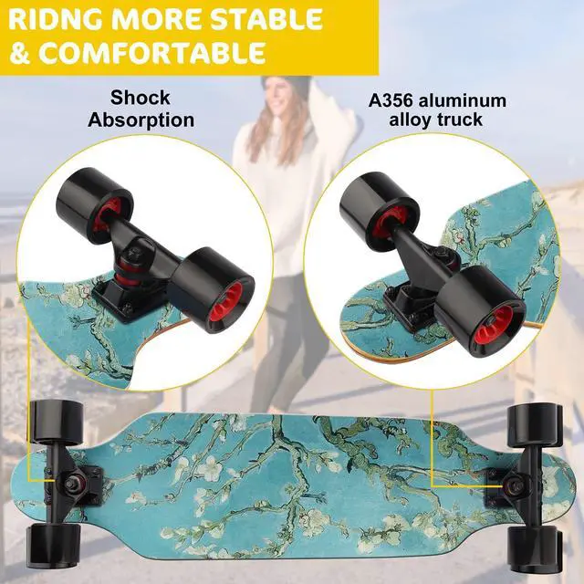 Alt view image 4 of 7 - longboard skateboard Complete Cruiser, 31 inch Small Pro Longboards with T-Tool for Cruising, Carving, Freestyle and Downhill