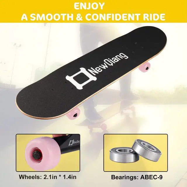 Alt view image 5 of 6 - Skateboard Complete, 31" x 8" Double Kick Concave Pro Skateboards for Trick, Freestyle, Carving and Cruising with All-in-one T-Tool