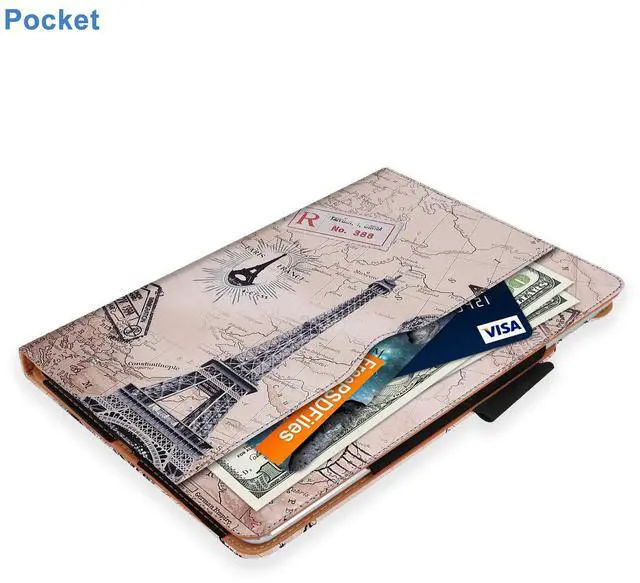 Alt view image 5 of 6 - for iPad 6th Generation Cases, iPad Air 2 Case, Air Case with Pencil Holder - 9.7 inch 2018 2017 Case - Hand Strap, Auto Sleep Wake, Multi-Angle Stand - A1822 A1823 A1474 A1475(Travel)