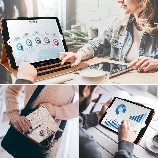 Alt view image 6 of 6 - for iPad 6th Generation Cases, iPad Air 2 Case, Air Case with Pencil Holder - 9.7 inch 2018 2017 Case - Hand Strap, Auto Sleep Wake, Multi-Angle Stand - A1822 A1823 A1474 A1475(Travel)