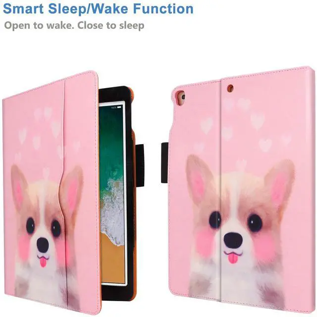 Alt view image 3 of 6 - for iPad 7th Generation Case, for iPad 10.2 Case with Pencil Holder - Multi-Angle Stand, Hand Strap, Auto Sleep/Wake for iPad 7th Generation, iPad 10.2 Case(Lovely Dog)