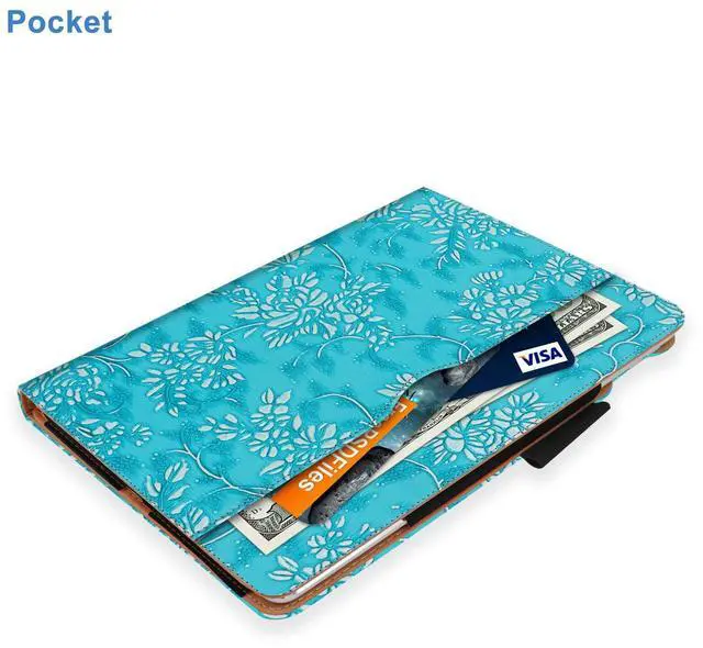 Alt view image 5 of 6 - for iPad 6th Generation Cases, iPad Air 2 Case, Air Case with Pencil Holder - 9.7 inch 2018 2017 Case - Hand Strap, Auto Sleep Wake, Multi-Angle Stand - A1822 A1823 A1474 A1475 (Embossed Flower)