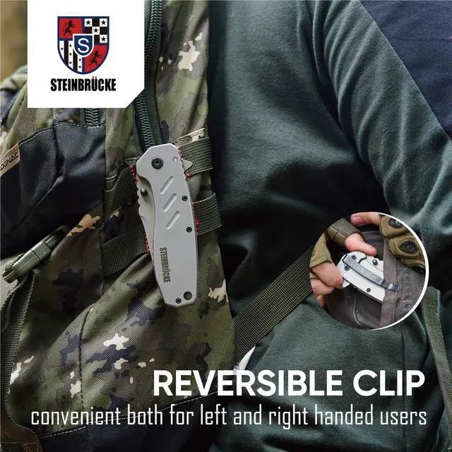 Alt view image 6 of 7 - Onyxaire Heavy Duty Camping Knives with Clip, Pocket Knife for Men, 3.4" Sandvik 14C28N Stainless Steel Blade, EDC Knife for Outdoor