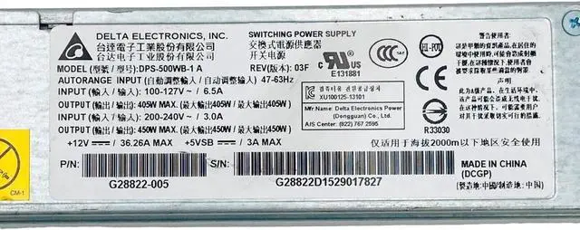 Alt view image 5 of 7 - Brand:Delta Electronics
Model:DPS-500WB-1 A
Item Inlcudes: Power Supply Unit.