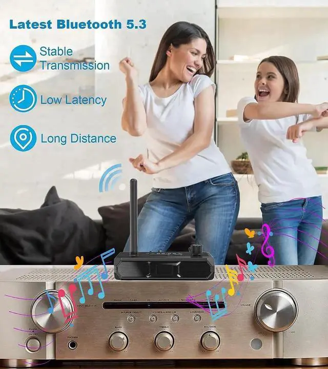 Alt view image 3 of 7 - Bluetooth 5.3 Receiver for Home Stereo, Low Latency & HD Bluetooth Music Audio Adapter for Speakers/Wired Speakers/Home Music Streaming Stereo System, Support Optical RCA AUX 3.5mm