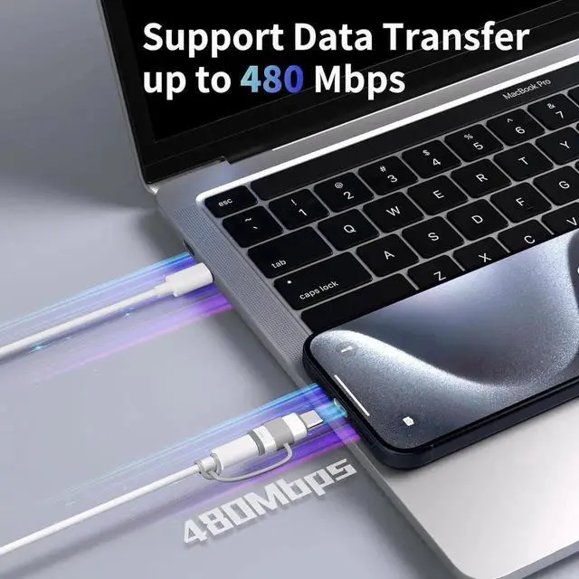 Alt view image 5 of 7 - 4 Pack Lightning to USB C Adapter for iPhone 15/16/16 Pro Max/Plus Samsung S24 Support Charging & Data Transfer Type C Charger Connector Cable Lightning Female to USB C Male Adapter Not for Audio