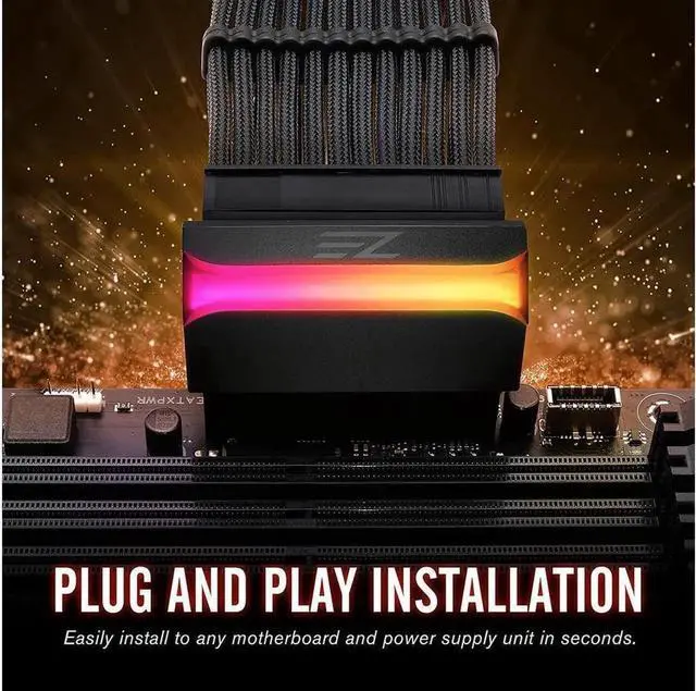 Alt view image 2 of 7 - BUCIER 5V ARGB Synchronous Computer Motherboard ATX Power Supply 24 PIN 90 Degree Adapter 24 Pin Female to 24 Pin Male Connector Turn Steering Head