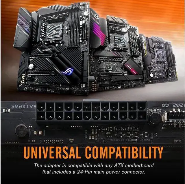 Alt view image 3 of 7 - BUCIER 5V ARGB Synchronous Computer Motherboard ATX Power Supply 24 PIN 90 Degree Adapter 24 Pin Female to 24 Pin Male Connector Turn Steering Head