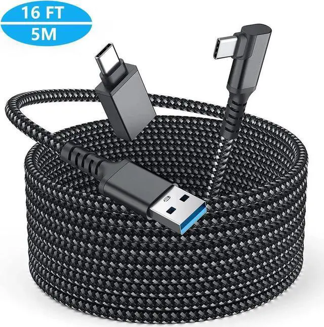 Main image of Link Cable Compatible with Meta/Oculus Quest 2 Accessories and PC/Steam VR, High Speed PC Data Transfer/Fast Charge Cord, USB 3.0 Type A to USB Type C Cable for VR Headsets and Gaming PC, 16FT Black