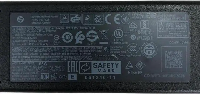 Alt view image 2 of 4 - Genuine H P 65W AC DC Adapter Power Supply L25298-001 L25298-002 w/Cord OEM